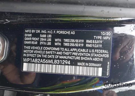 2021 Porsche Macan S from USA, damaged, VIN WP1AB2A56MLB31294